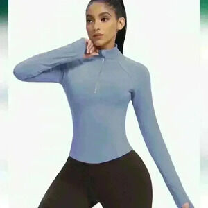 QUEENIEKE Womens Workout Shirt Lightweight Half Zip Pullover Running Track